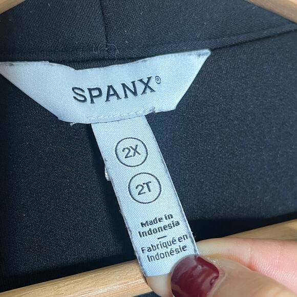 Spanx Women'sAir Essentials Black Shawl Collar Wrap Long Sleeve Top Size 2X - Picture 2 of 7